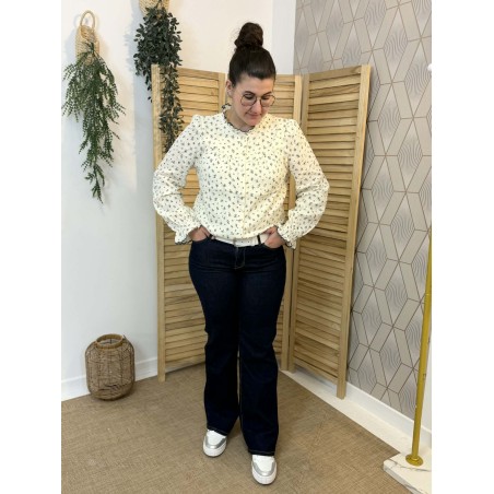 Chemise Emma et Ella coton fleuri col volanté femme chic | Marina & Paloma