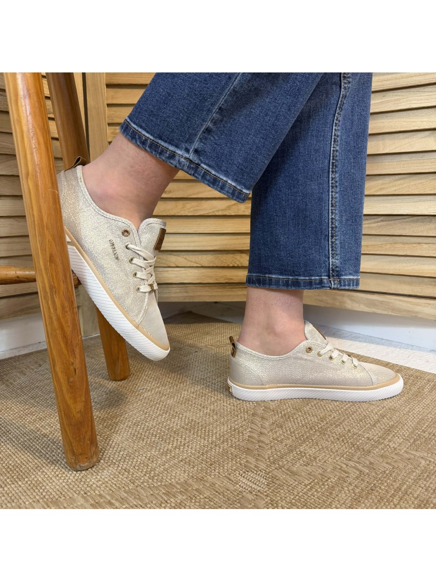 Basket Findlay Pailletée Beige Doré Femme Tendance | Marina & Paloma