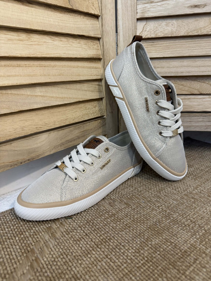 Basket Findlay Pailletée Beige Doré Femme Tendance | Marina & Paloma