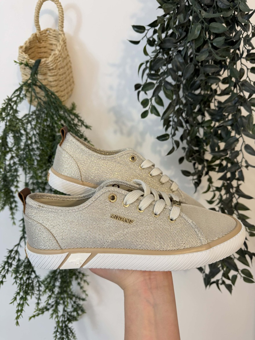 Basket Findlay Pailletée Beige Doré Femme Tendance | Marina & Paloma