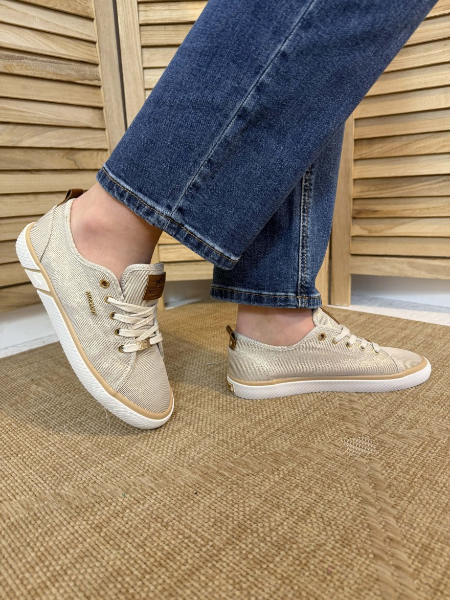 Basket Findlay Pailletée Beige Doré Femme Tendance | Marina & Paloma