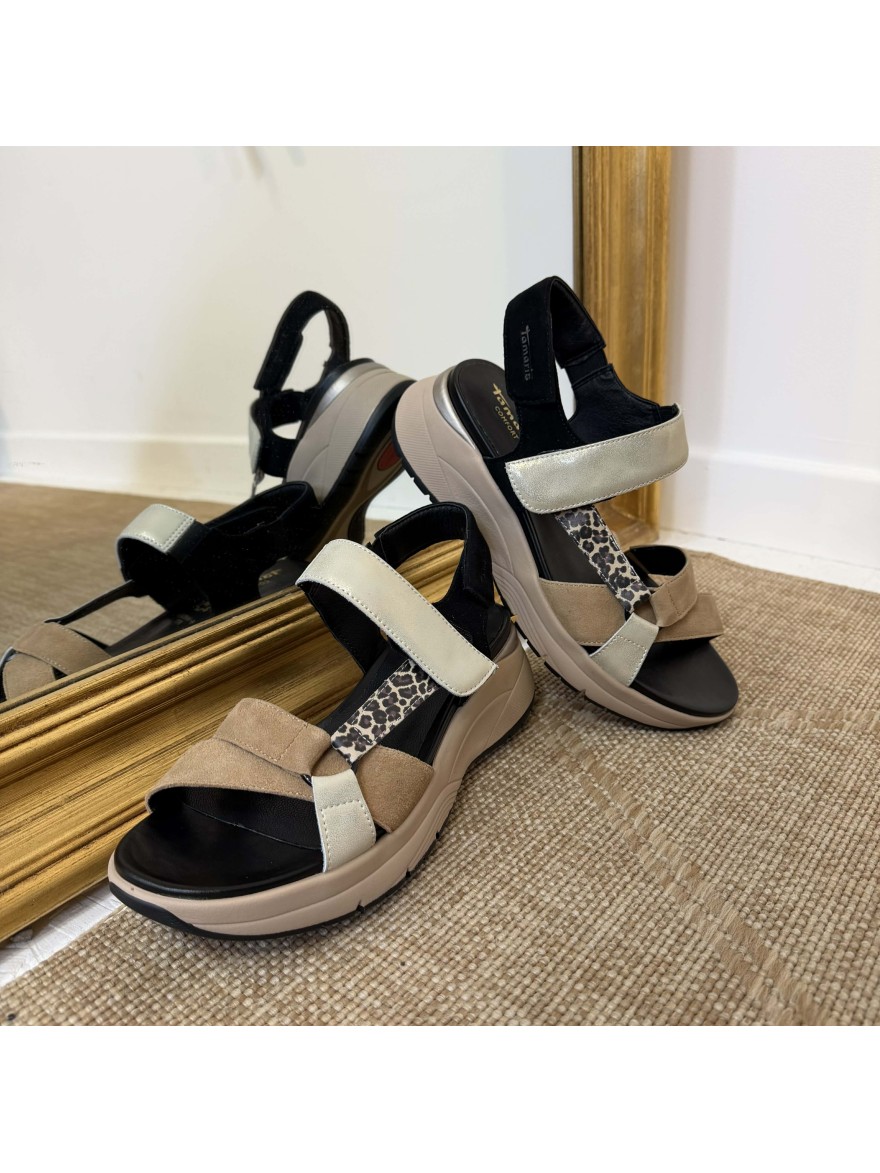 Nu-pied Tamaris 88737 Confort Léopard Compensé | Marina & Paloma