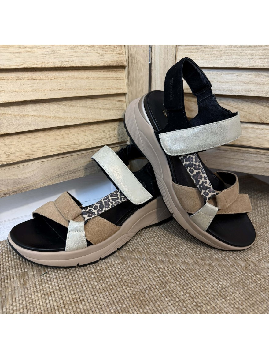 Nu-pied Tamaris 88737 Confort Léopard Compensé | Marina & Paloma