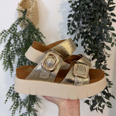 Mule Mamzelle Or Umbo Cuir Doré Compensée Chic | Marina & Paloma