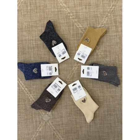 Chaussettes pailletées cœur léopard femme tendance | Marina & Paloma