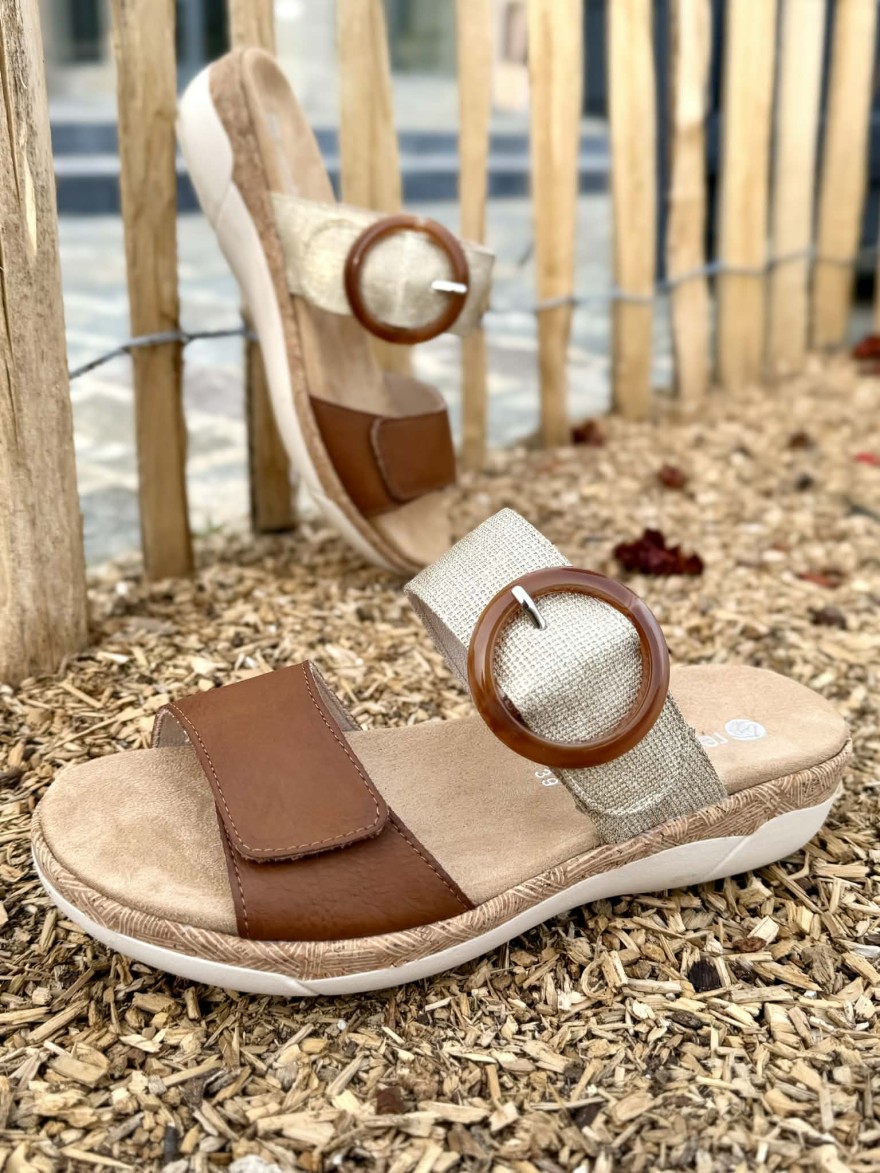 Mule Confort Remonte R6858-90 camel à semelle amovible | Marina & Paloma