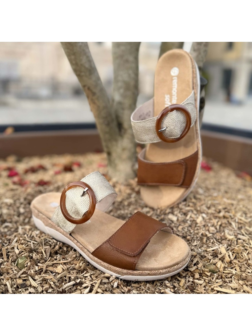 Mule Confort Remonte R6858-90 camel à semelle amovible | Marina & Paloma