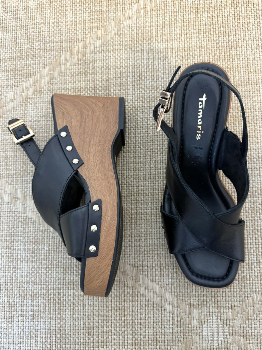 Nu-pied Compensé Tamaris 28374 Noir Tendance | Marina & Paloma