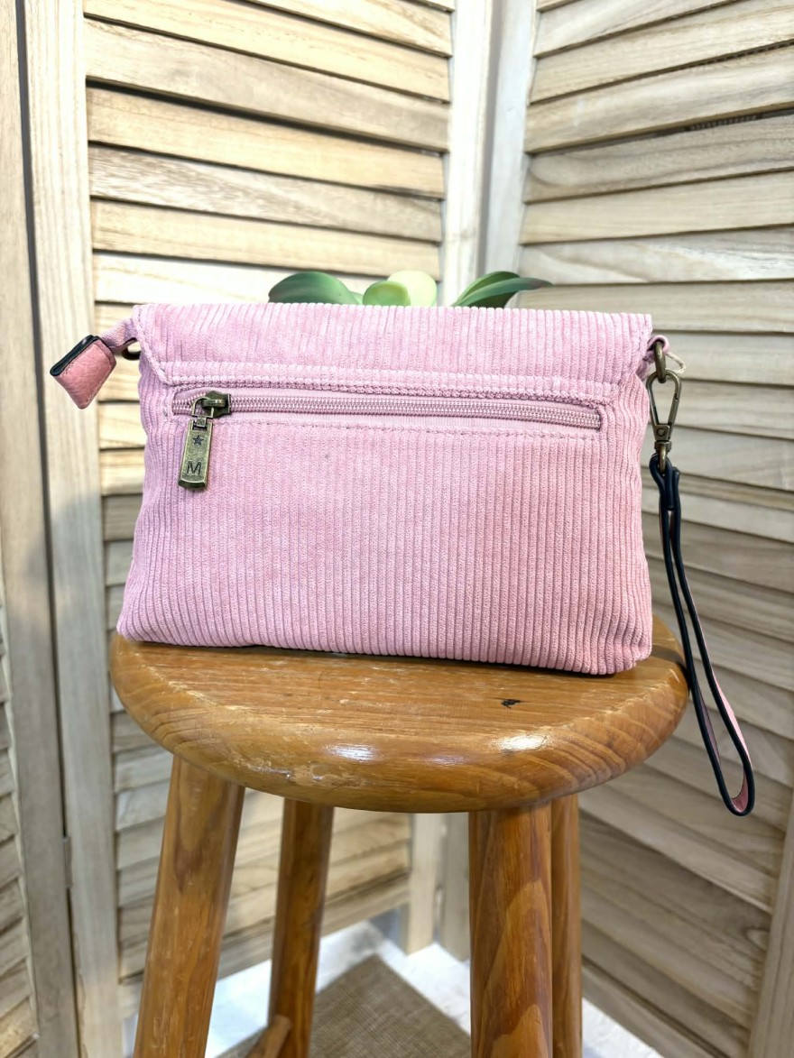 Sac Bandoulière  velours rose abeille chic | Marina & Paloma