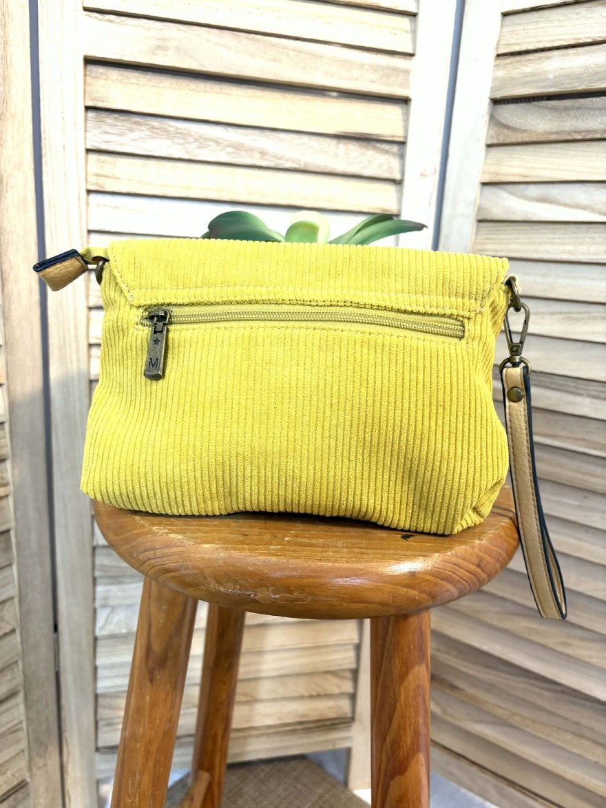 Sac Bandoulière Marina velours jaune abeille tendance | Marina & Paloma
