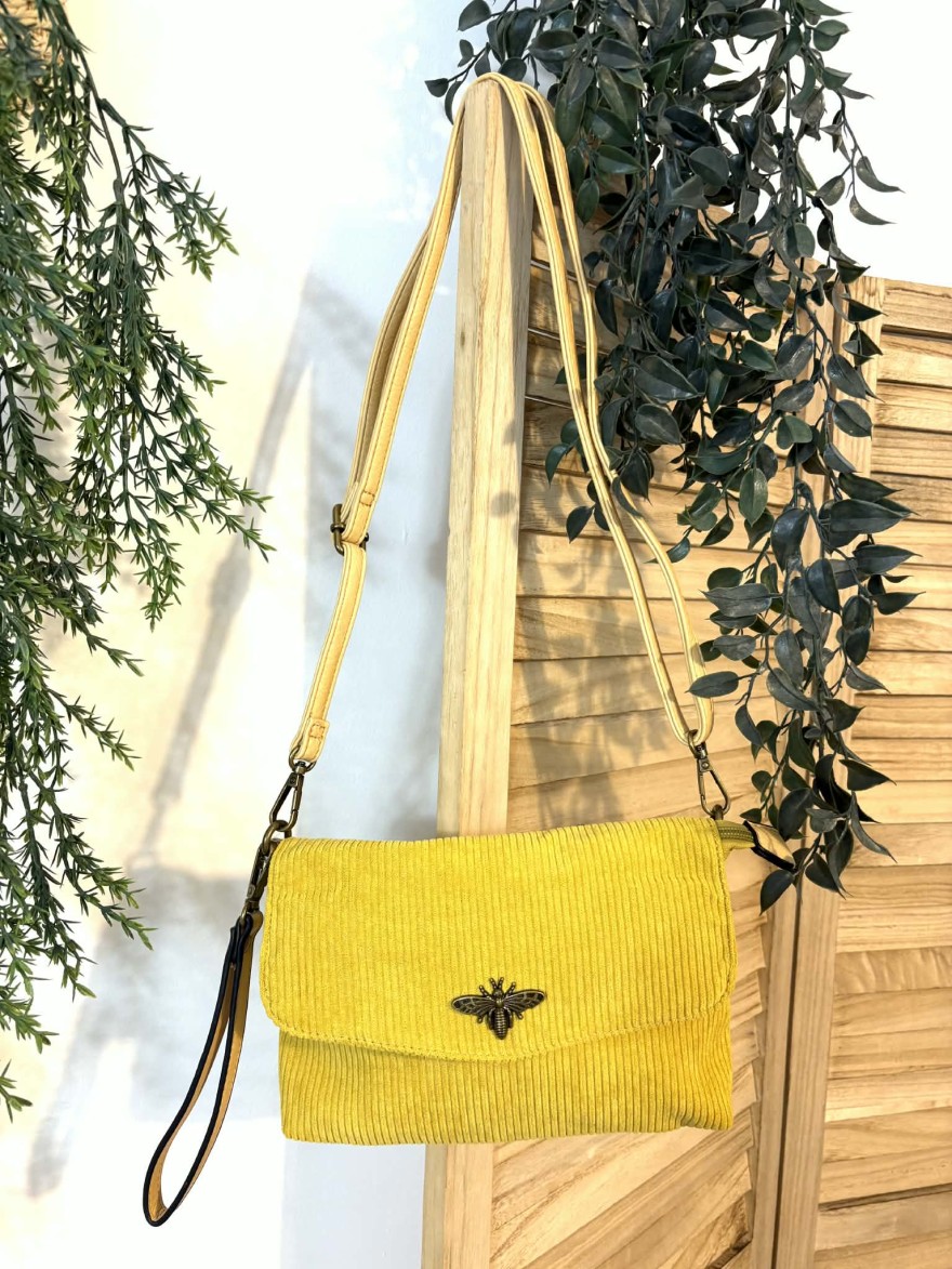 Sac Bandoulière Marina velours jaune abeille tendance | Marina & Paloma