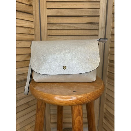 Sac Bandoulière Marina gris métallisé chic compact | Marina & Paloma
