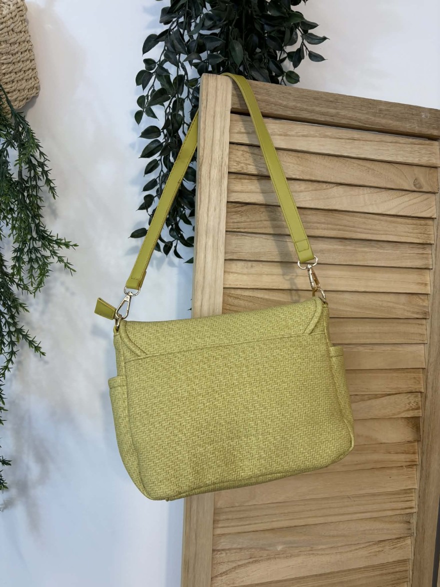 Sac Bandoulière Marina vert anis structuré tendance | Marina & Paloma