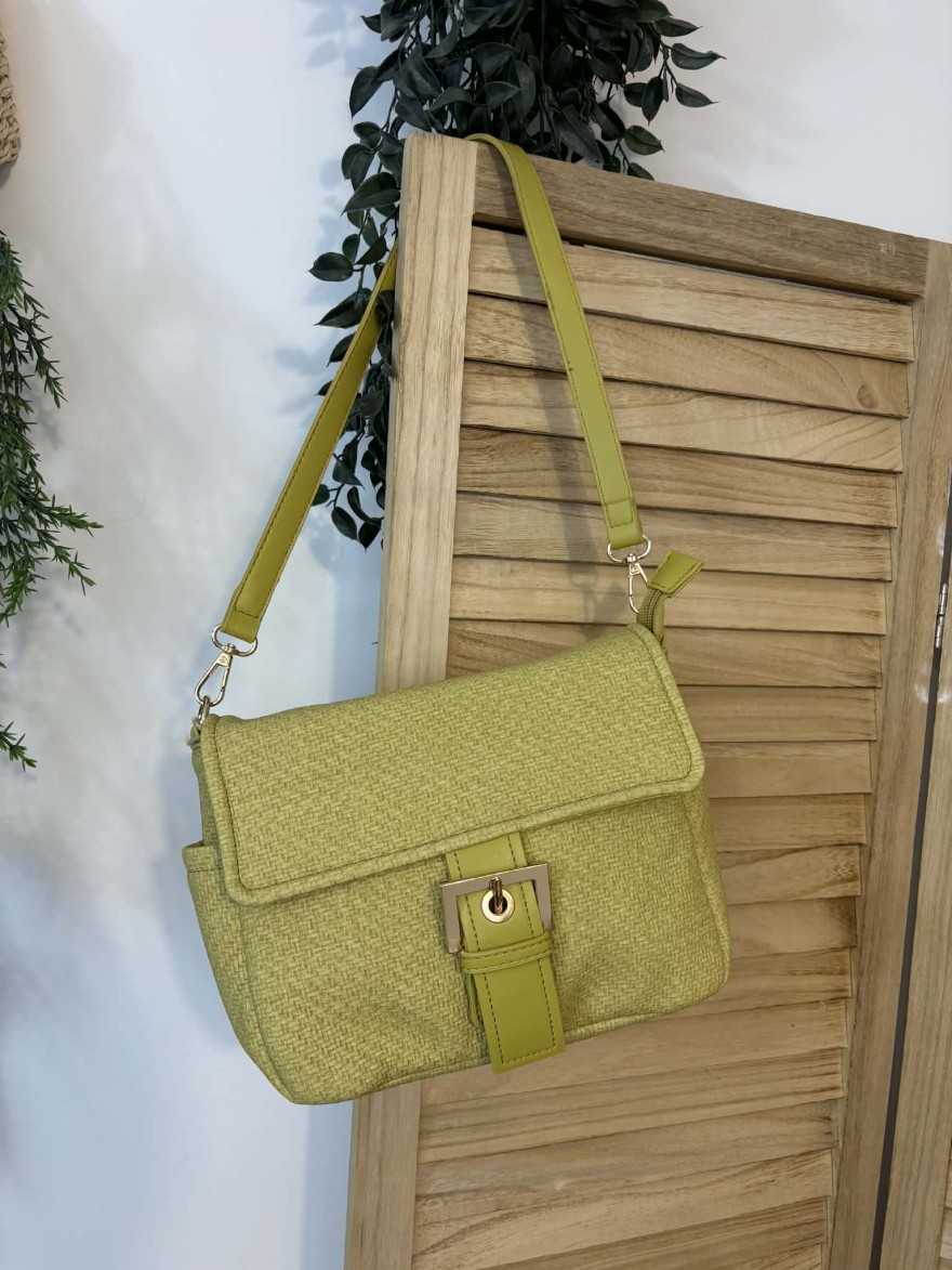 Sac Bandoulière Marina vert anis structuré tendance | Marina & Paloma