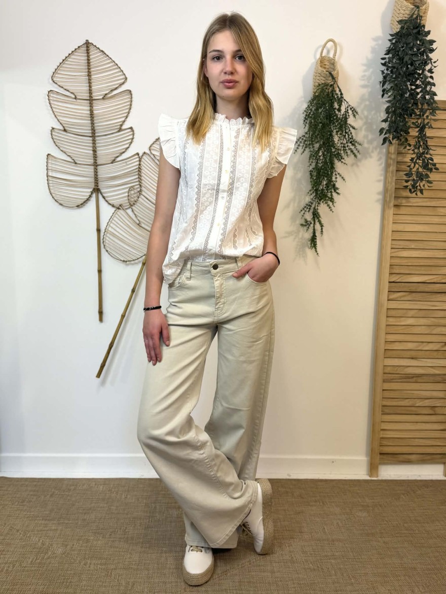Jean Wide Leg Beige Nina Carter