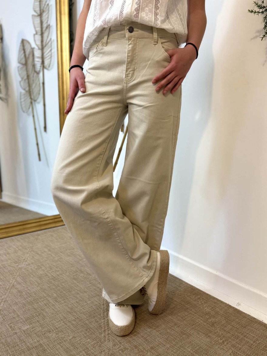 Jean Wide Leg Beige Nina Carter