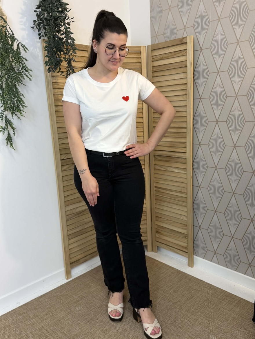 T-shirt Cœur Rouge coton coupe droite | Marina & Paloma