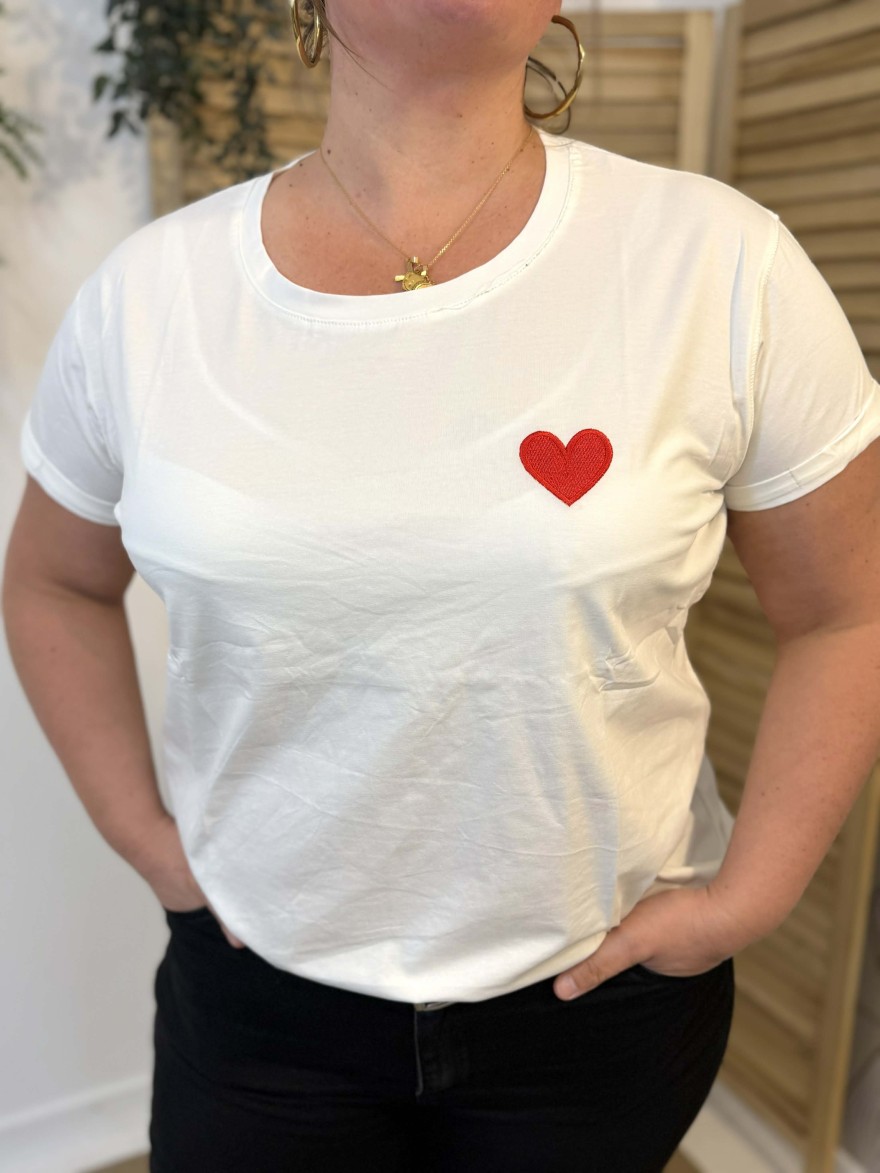 T-shirt Cœur Rouge grande taille coton | Marina & Paloma