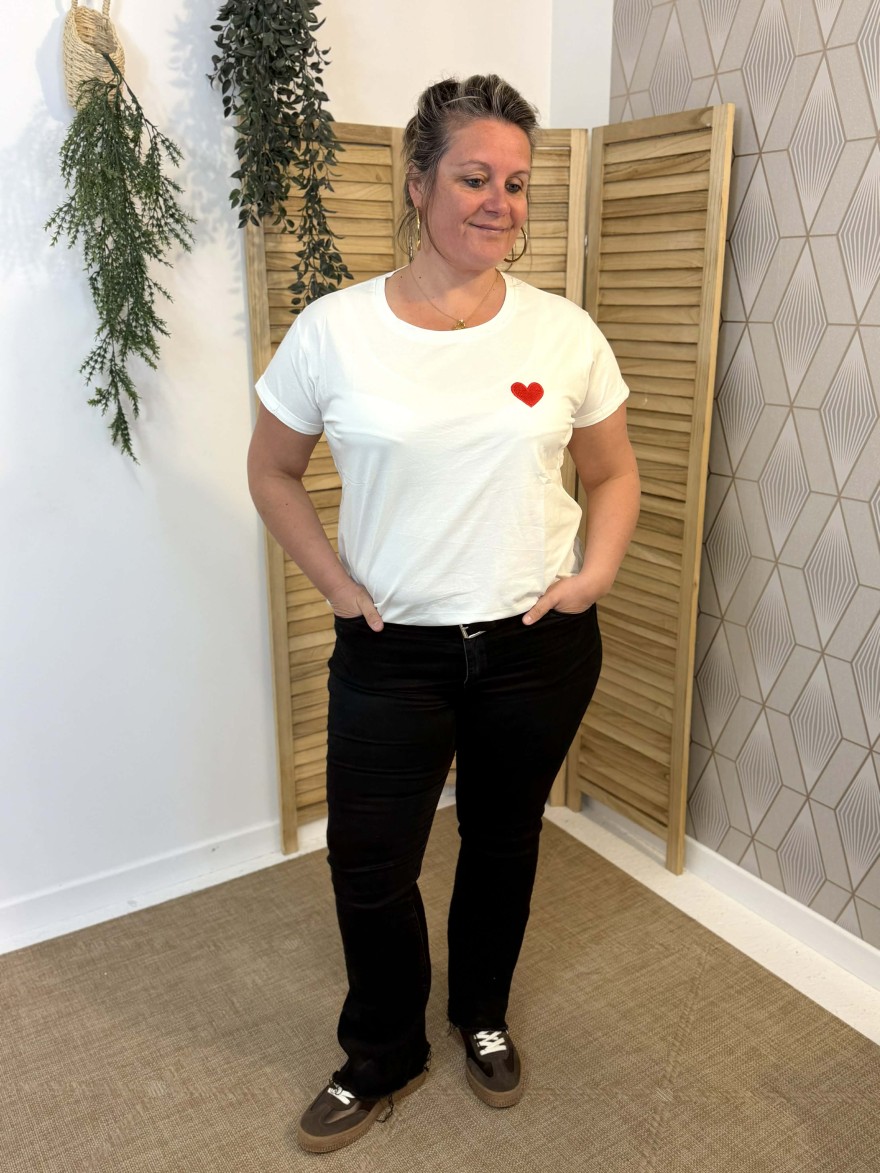T-shirt Cœur Rouge grande taille coton | Marina & Paloma