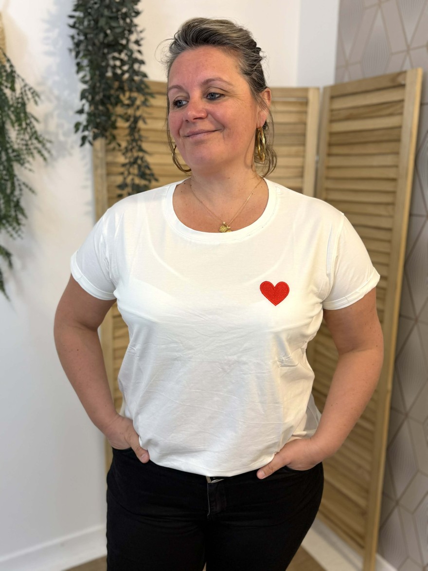 T-shirt Cœur Rouge grande taille coton | Marina & Paloma