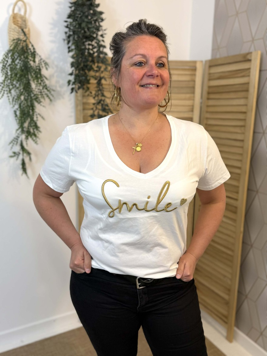 T-shirt Smile doré grande taille | Marina & Paloma