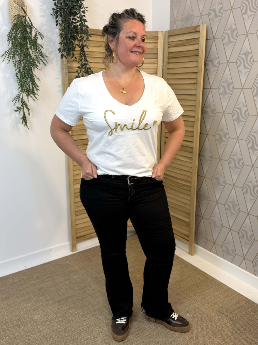 T-shirt Smile doré grande taille | Marina & Paloma