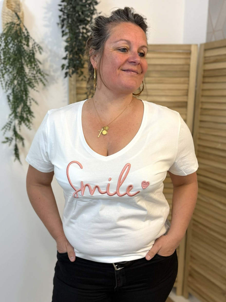 T-shirt grande taille Smile rose  Emma & Ella | Marina & Paloma