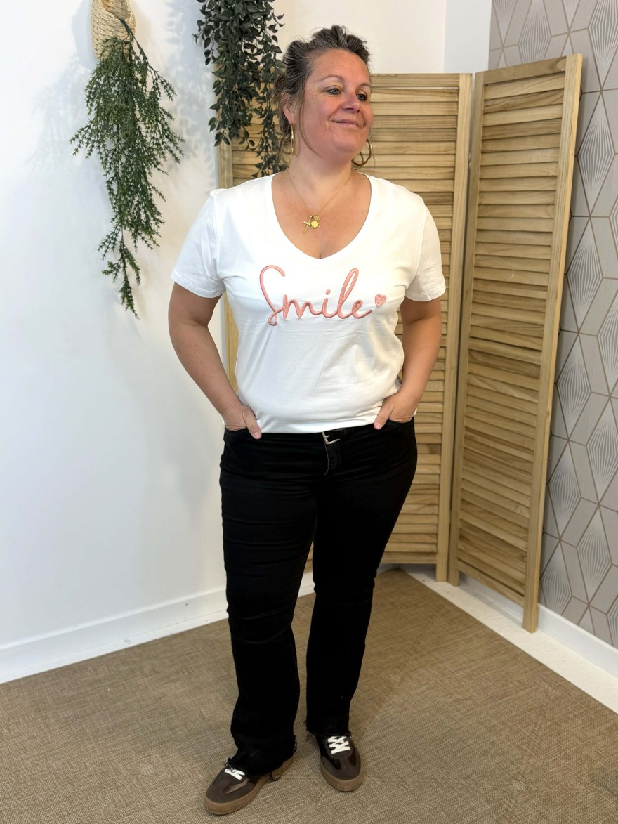 T-shirt grande taille Smile rose Emma & Ella | Marina & Paloma