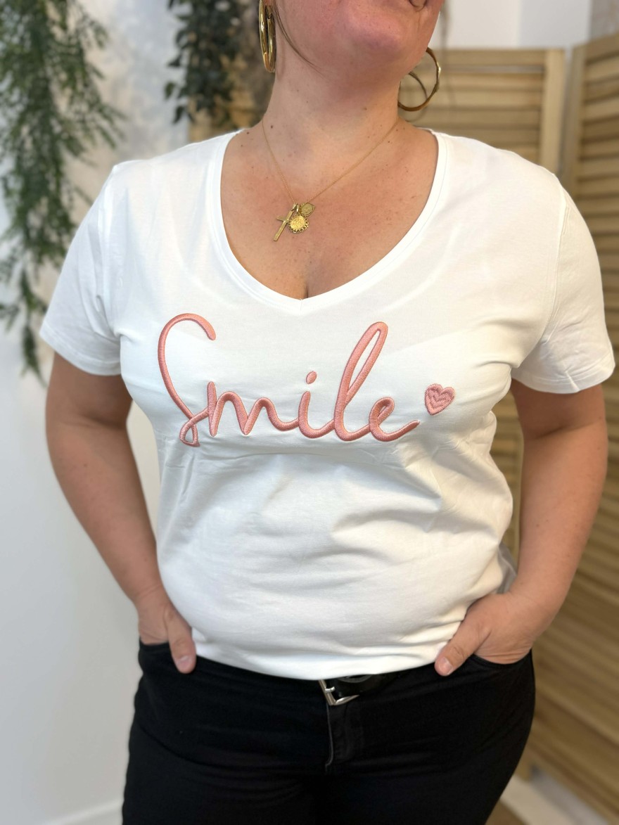 T-shirt grande taille Smile rose Emma & Ella | Marina & Paloma