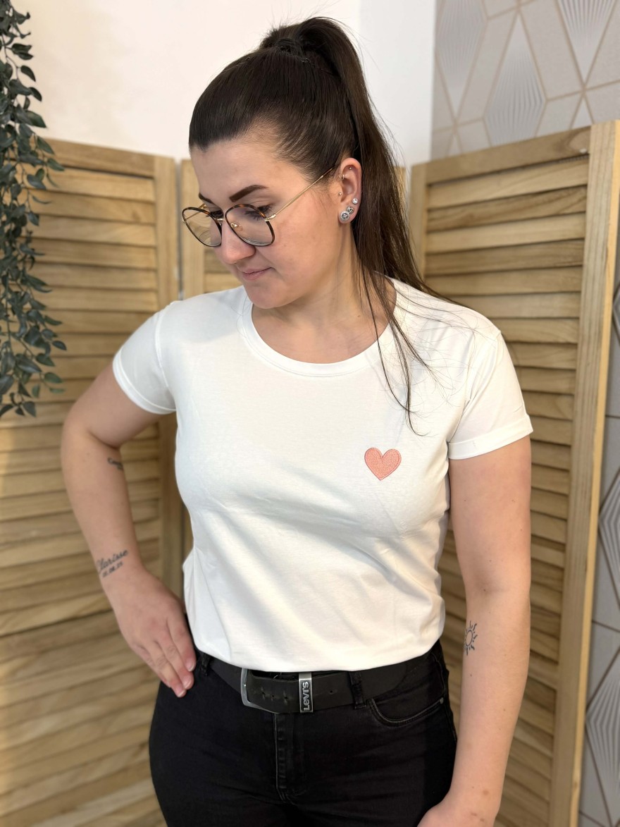 T-shirt cœur rose coton femme Emma & Ella taille unique | Marina & Paloma
