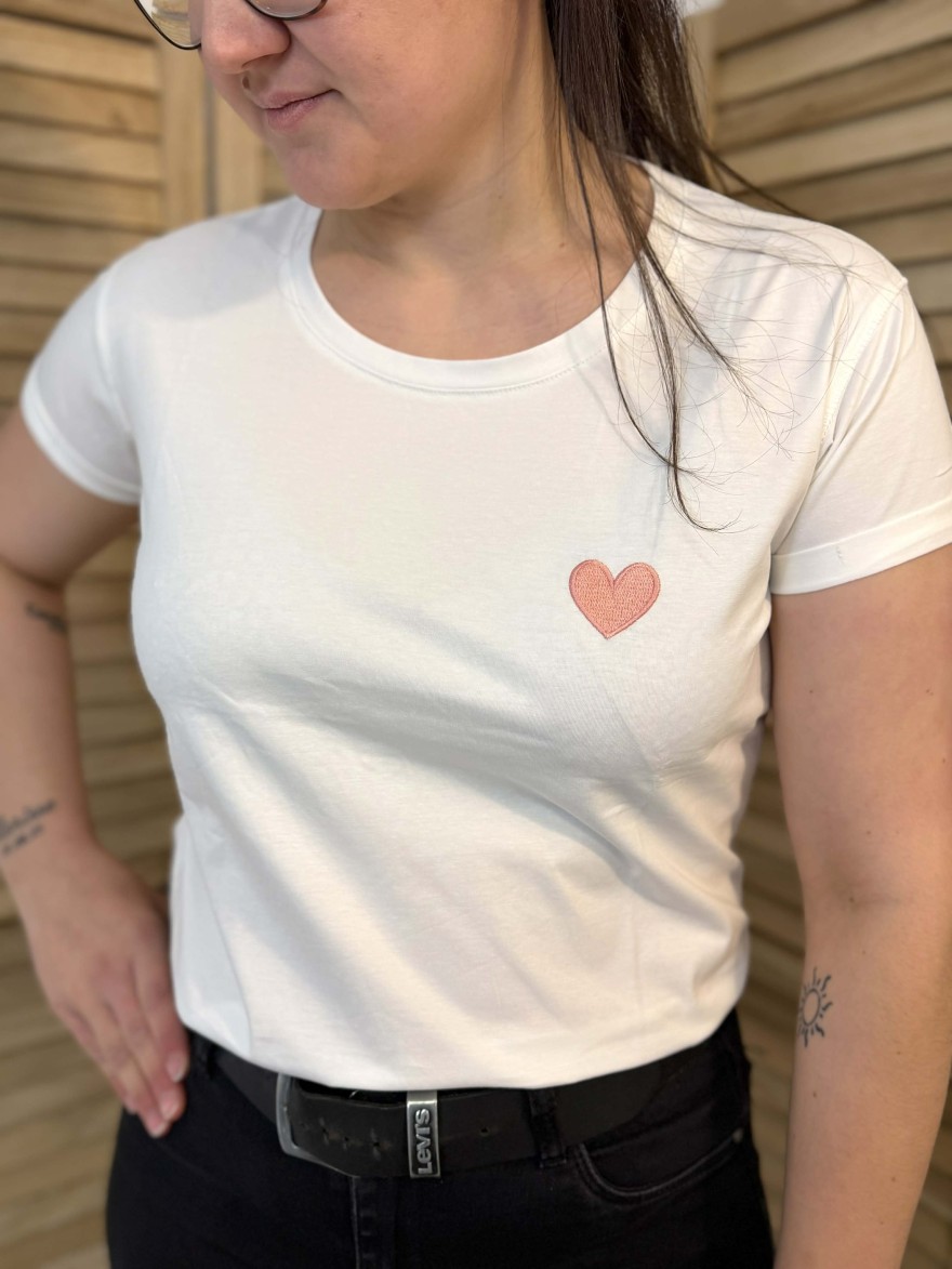 T-shirt cœur rose coton femme Emma & Ella taille unique | Marina & Paloma