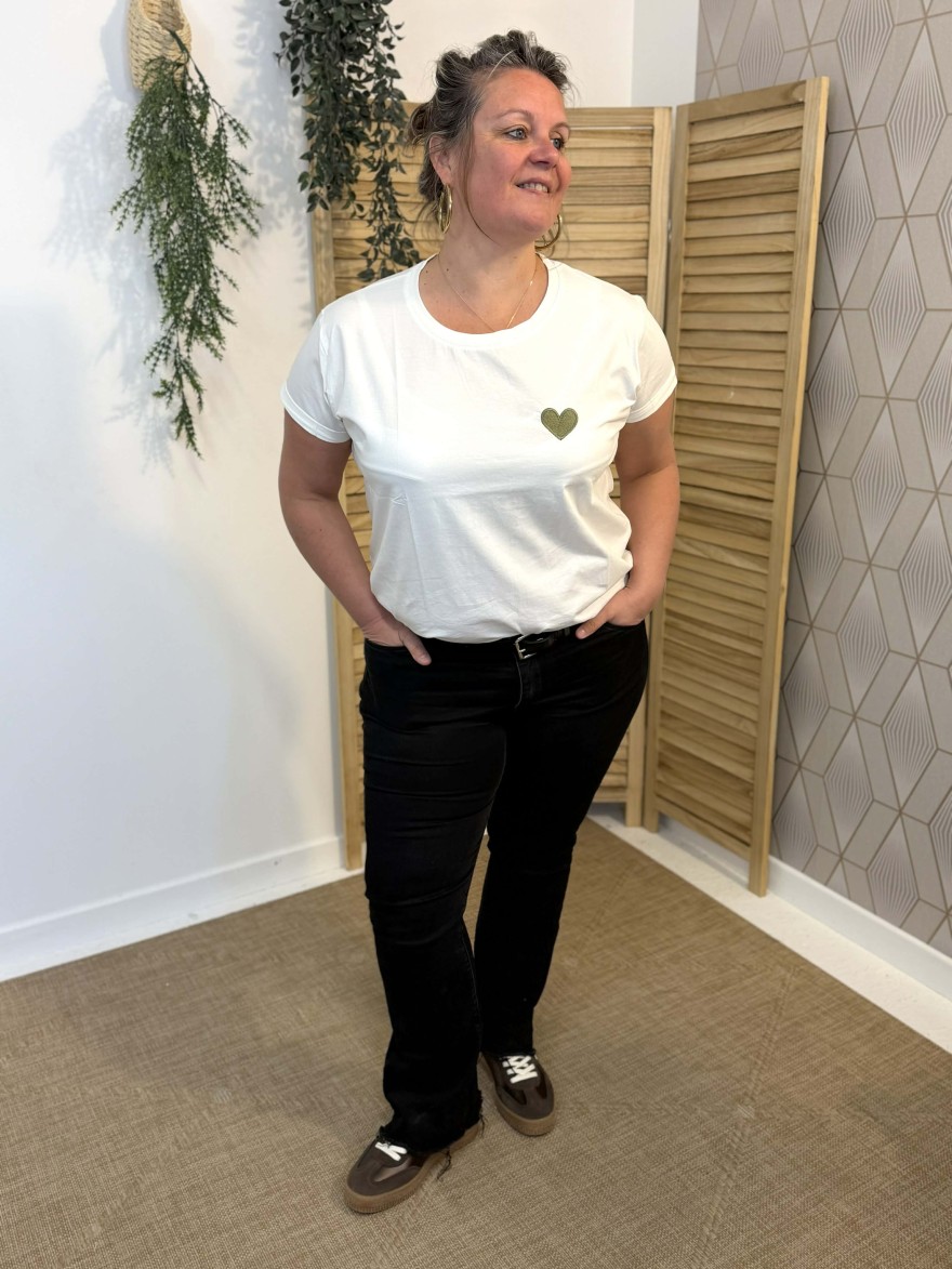 T-shirt grande taille cœur kaki Emma & Ella | Marina & Paloma