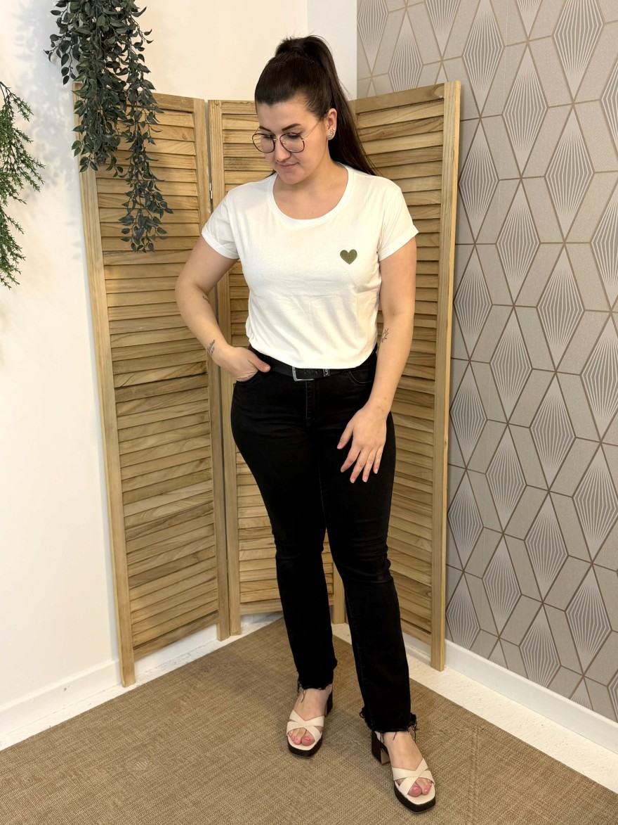 T-shirt cœur kaki femme Emma & Ella taille unique | Marina & Paloma