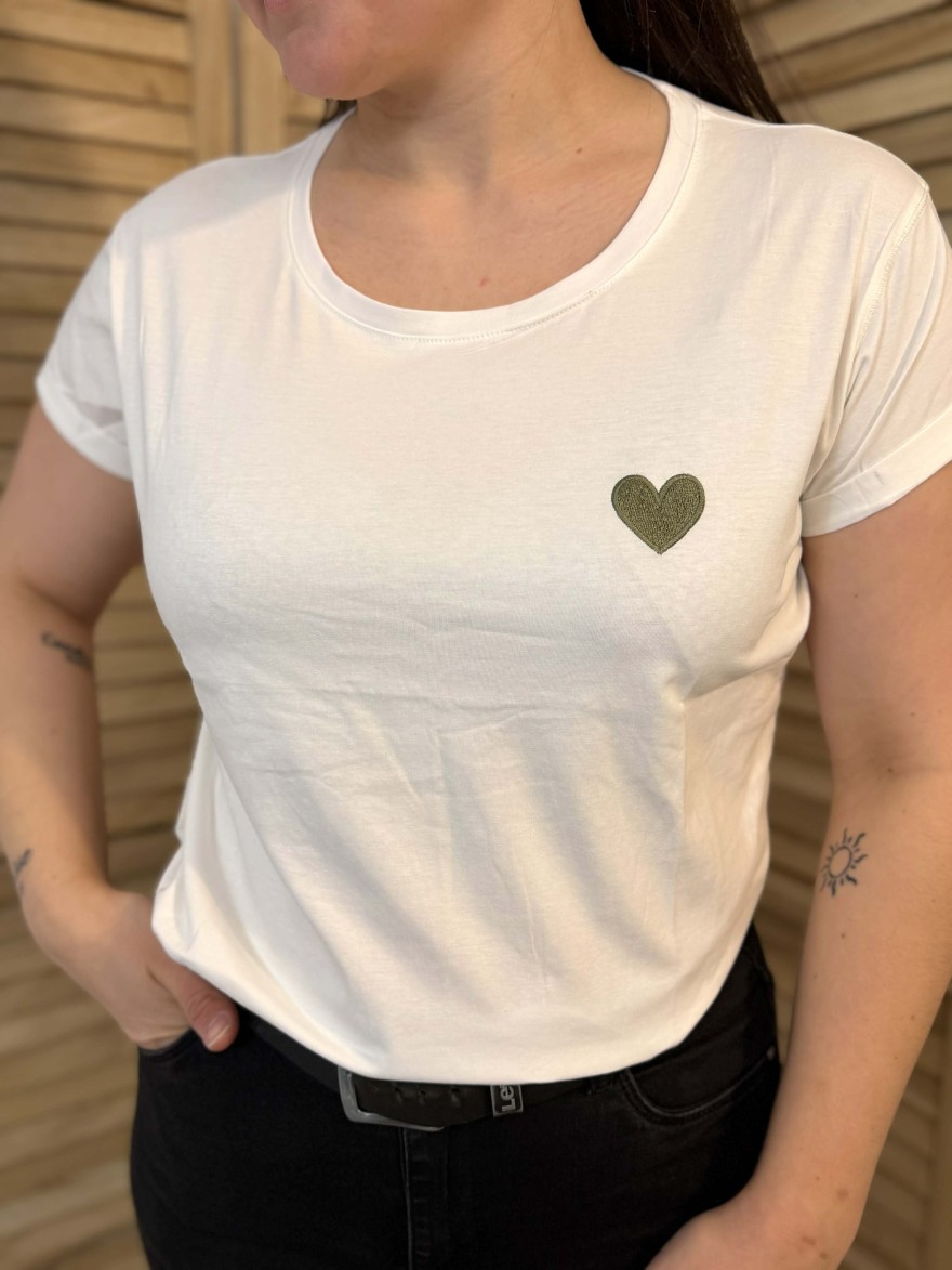 T-shirt cœur kaki  femme Emma & Ella taille unique | Marina & Paloma