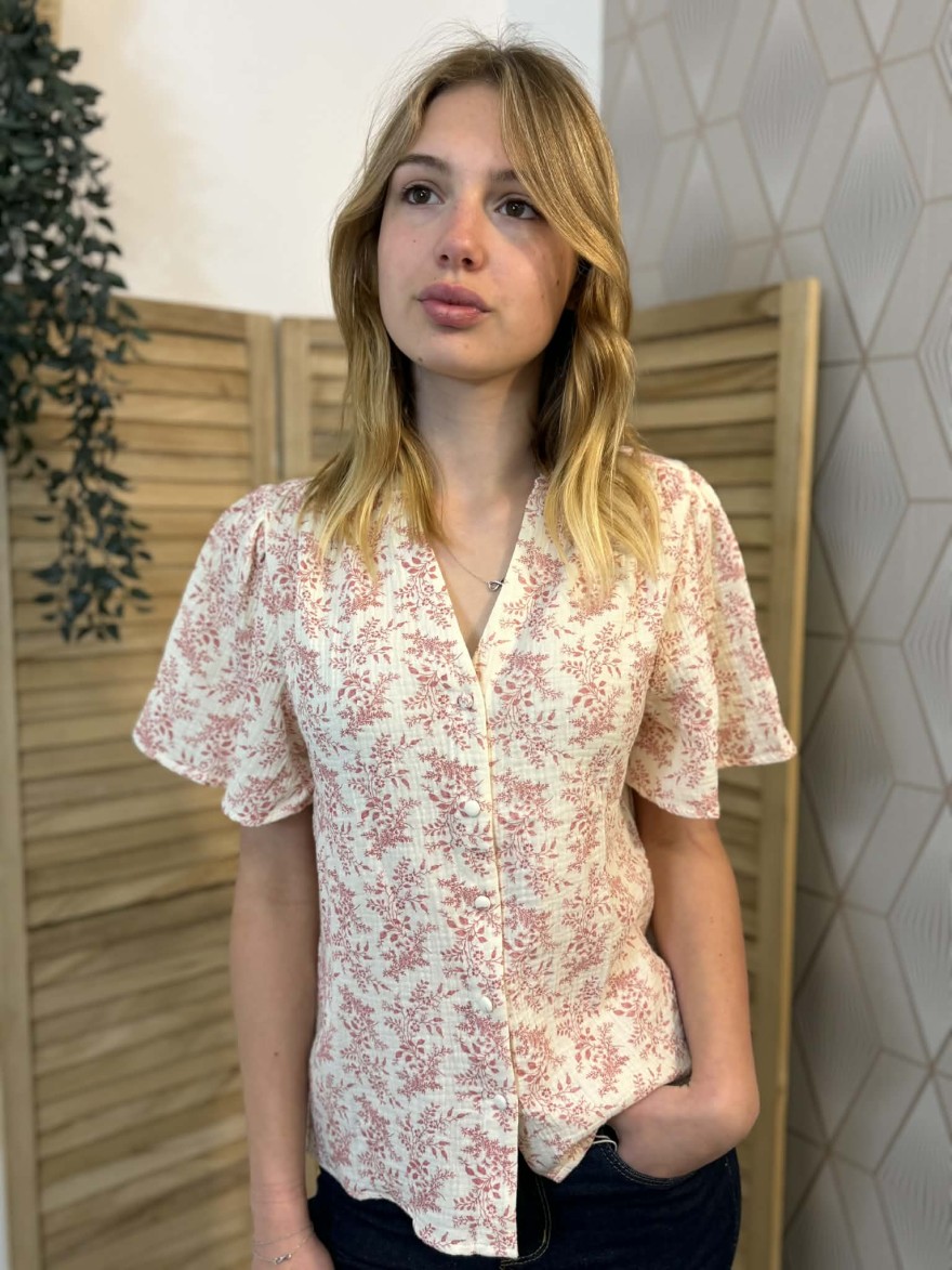 Chemisier Emma et Ella Rose fleuri col V coton léger | Marina & Paloma