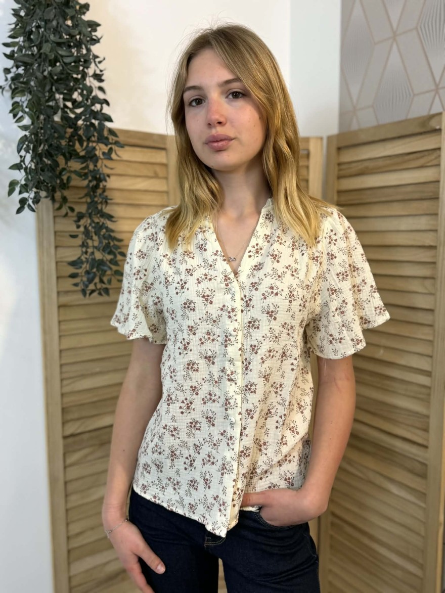 Chemisier Emma et Ella Fleuri Bordeaux Fluide Femme Léger | Marina & Paloma