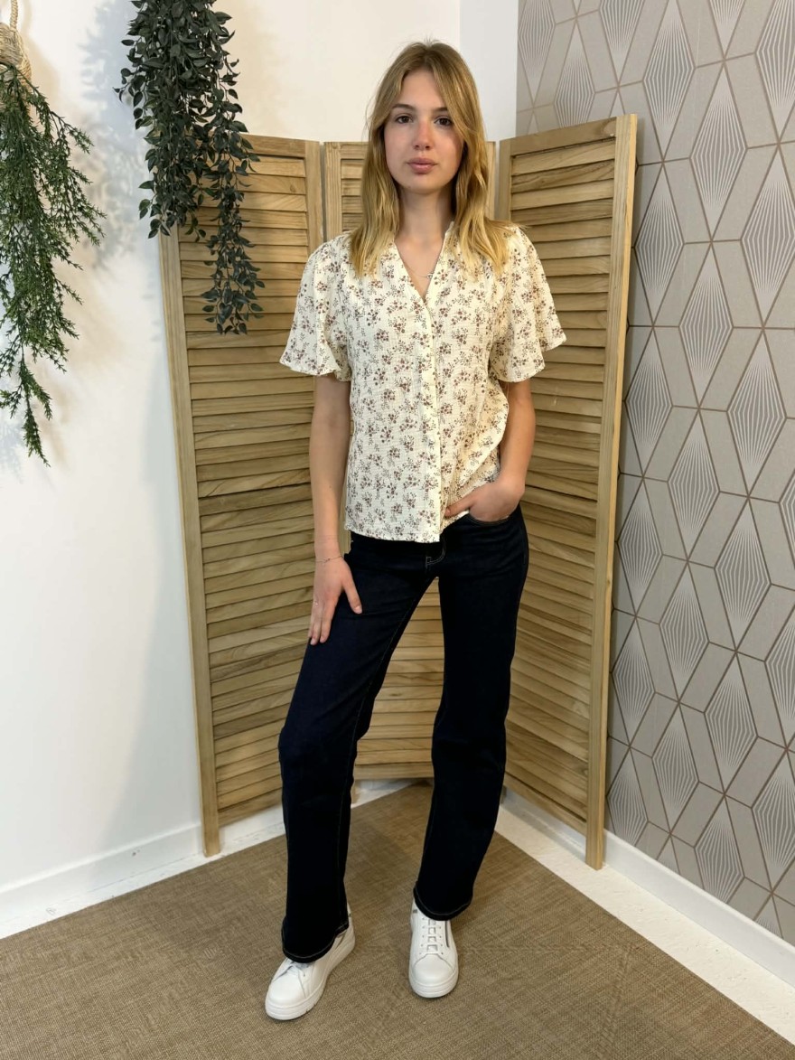 Chemisier Emma et Ella Fleuri Bordeaux Fluide Femme Léger | Marina & Paloma