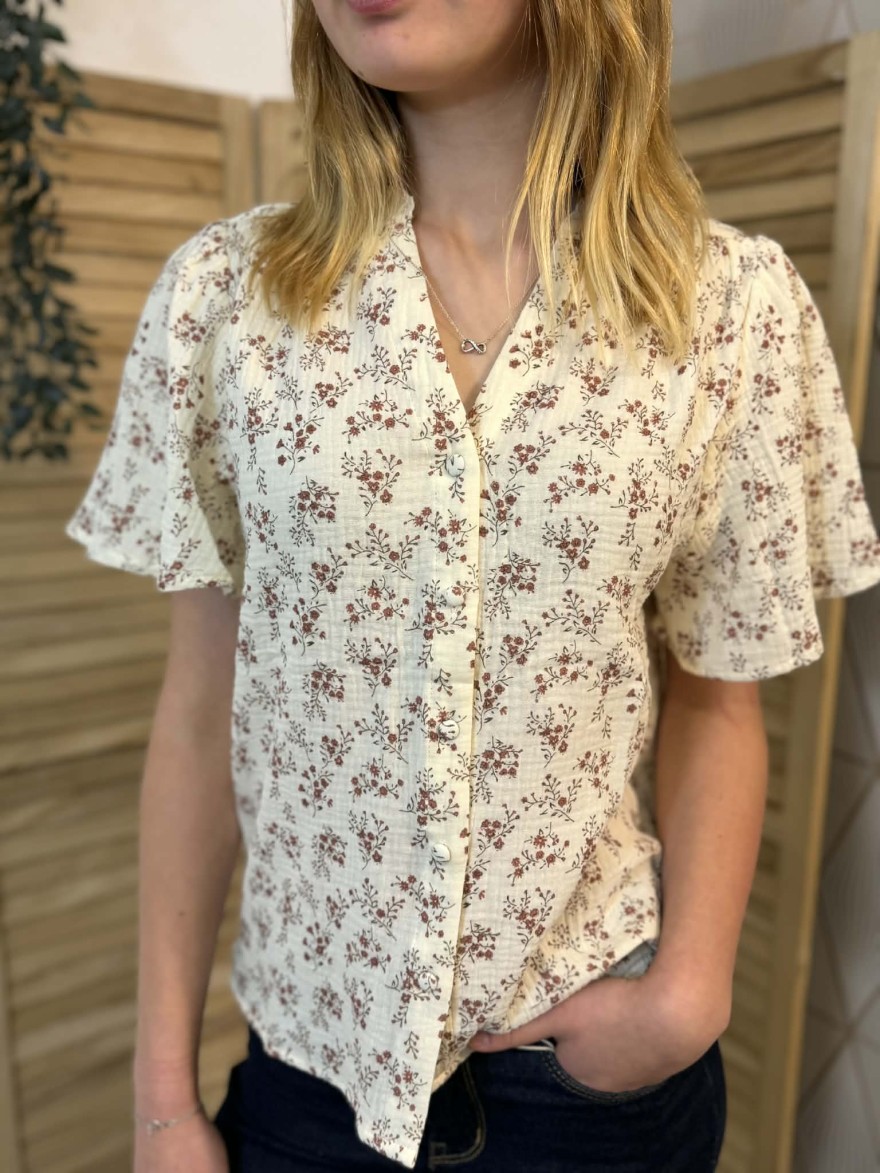 Chemisier Emma et Ella Fleuri Bordeaux Fluide Femme Léger | Marina & Paloma