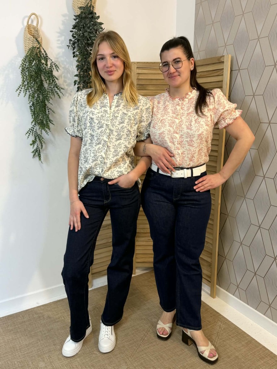 Chemisier Emma et Ella Fleuri Rose Coton Léger Femme | Marina & Paloma