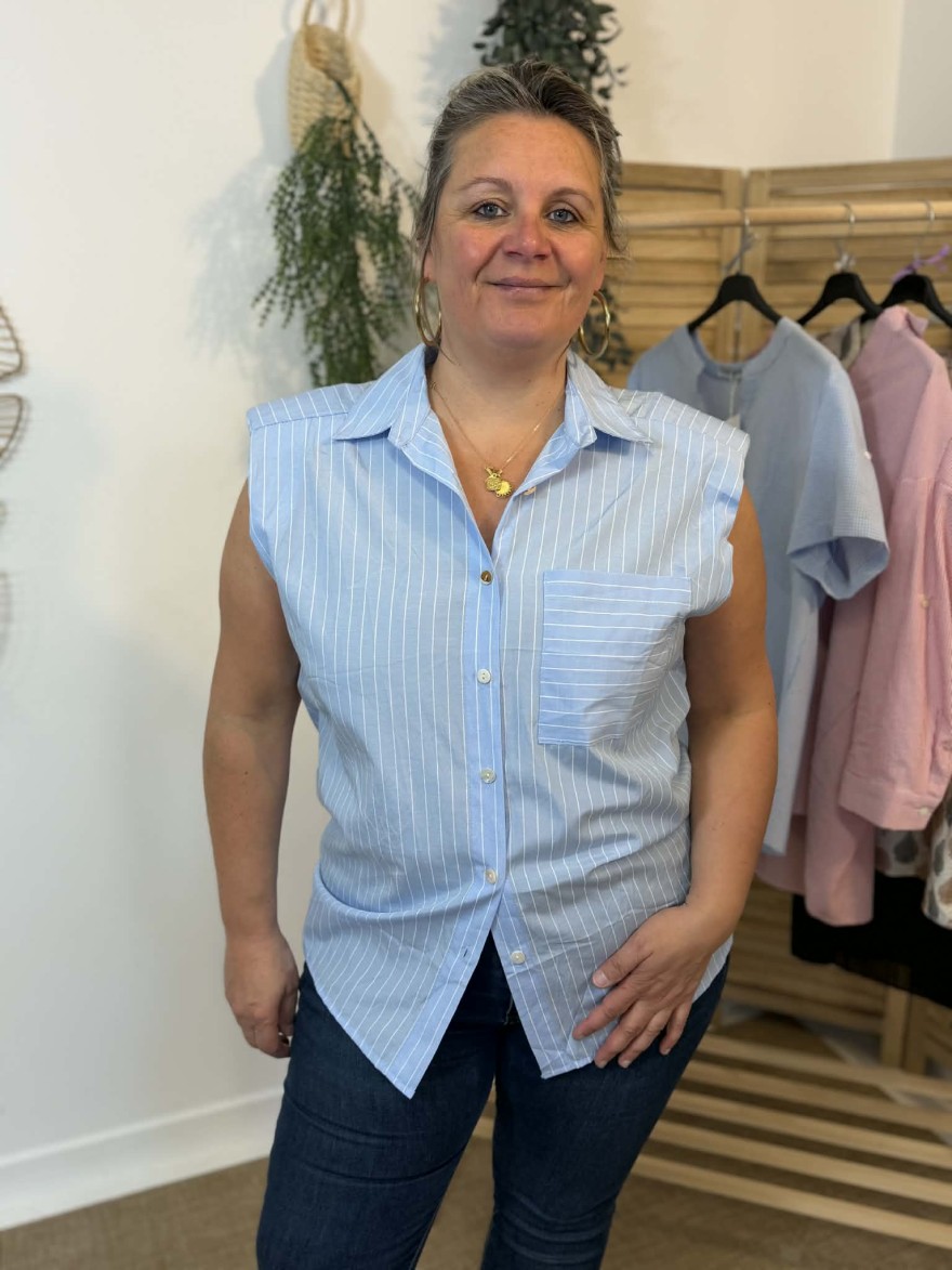Chemise sans manches rayures fluide femme été | Marina & Paloma