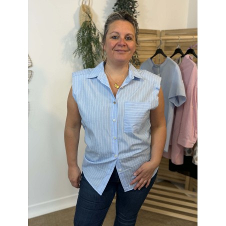 Chemise sans manches rayures fluide femme été | Marina & Paloma