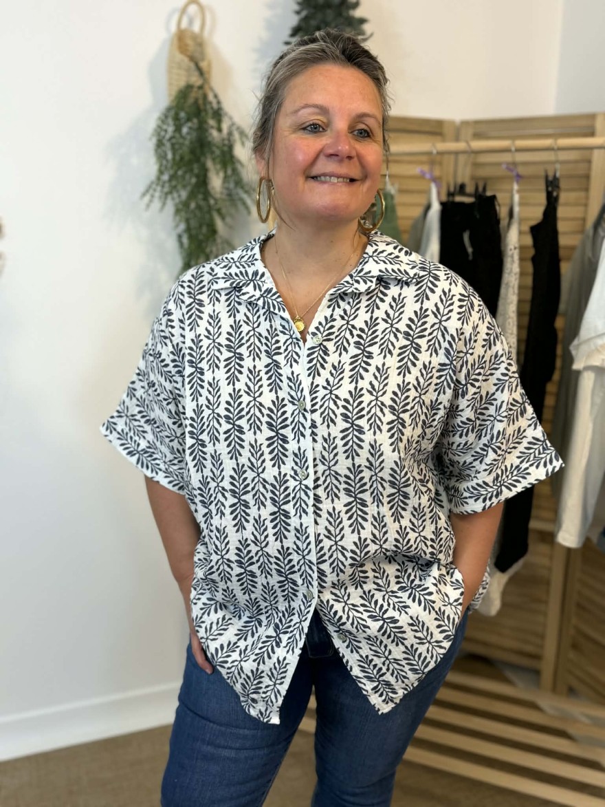 Chemise Vivichy Bleu Ample Coton Léger Confort | Marina & Paloma