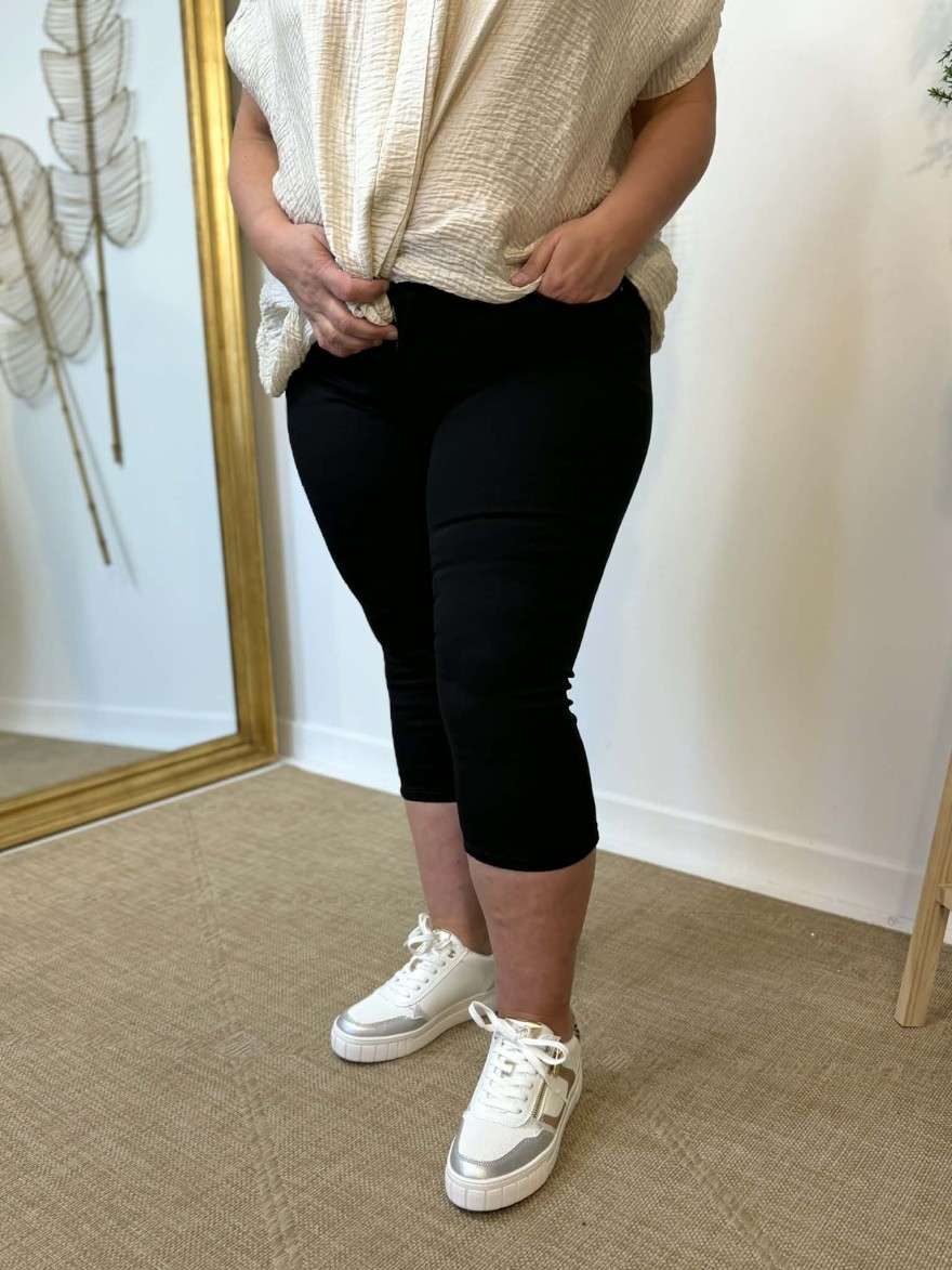 Pantacourt Noir Norfy Slim Taille Haute Confort | Marina & Paloma
