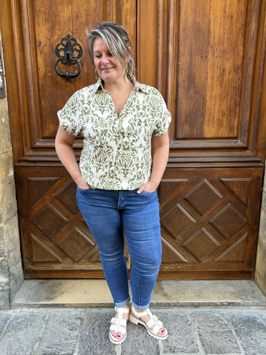 Haut Christy Grande Taille Fluide Col V Imprimé Floral | Marina & Paloma