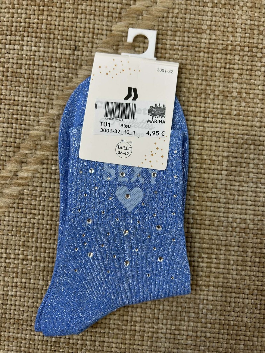 Chaussettes pailletées sexy message cœur multicolores | Marina & Paloma