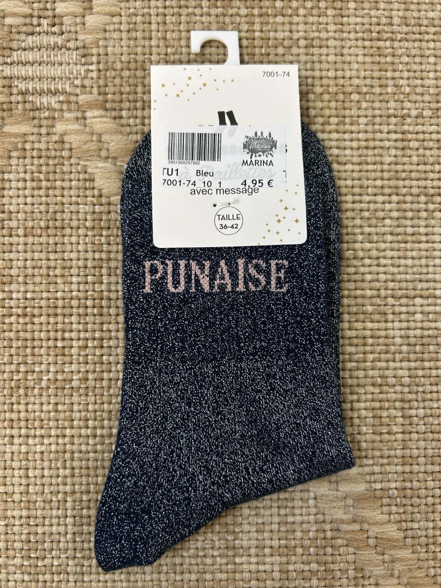 Chaussettes pailletées punaise message fun colorées | Marina & Paloma