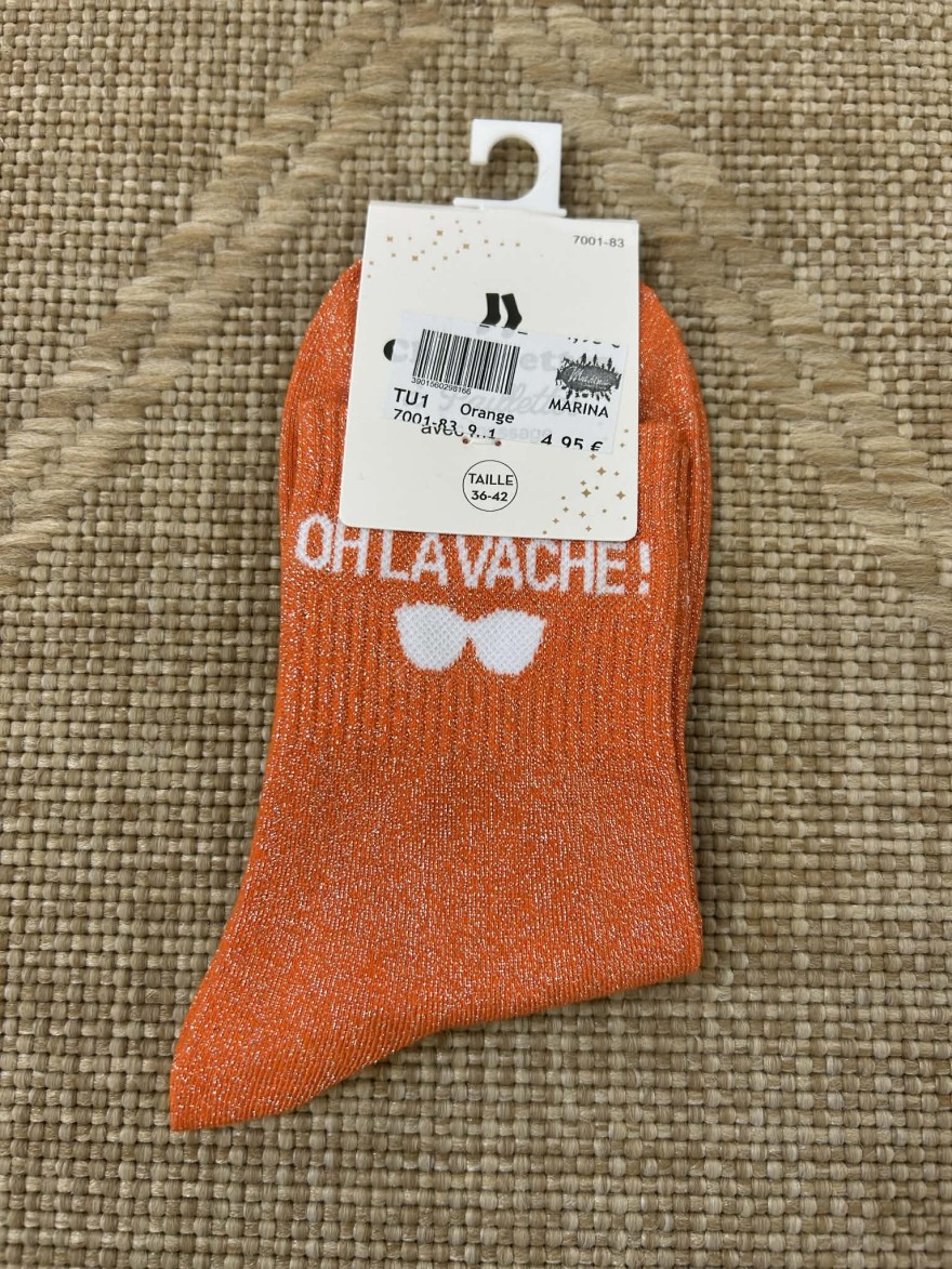Chaussettes pailletées oh la vache message fun femme | Marina & Paloma