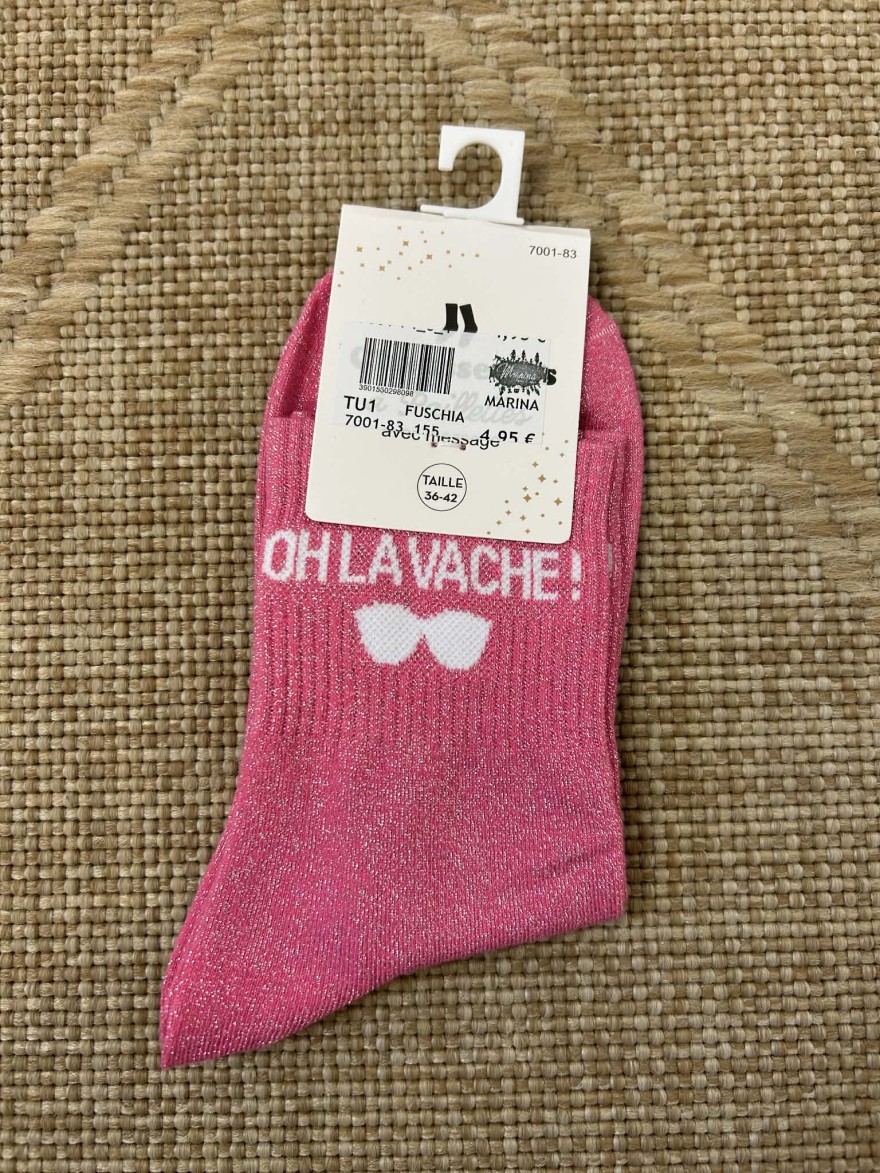 Chaussettes pailletées oh la vache message fun femme | Marina & Paloma