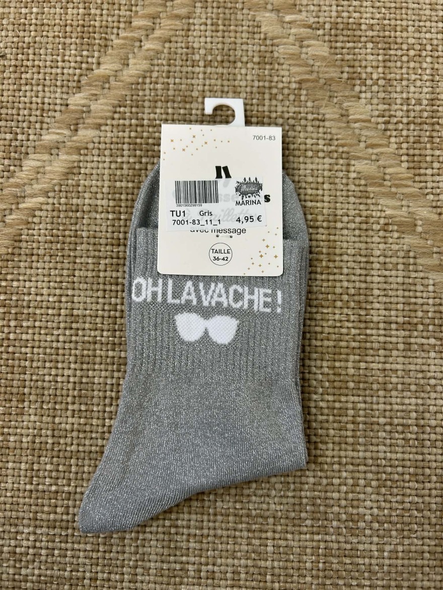 Chaussettes pailletées oh la vache message fun femme | Marina & Paloma