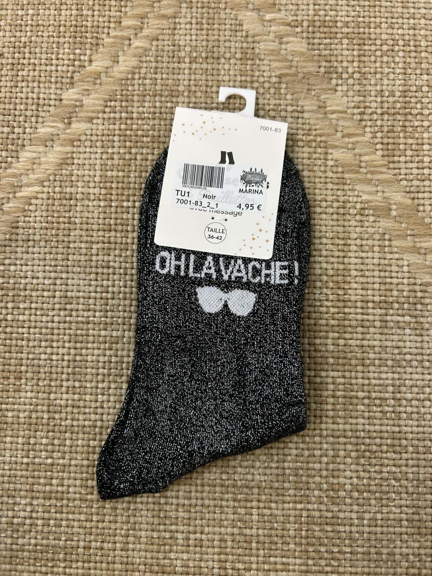 Chaussettes pailletées oh la vache message fun femme | Marina & Paloma